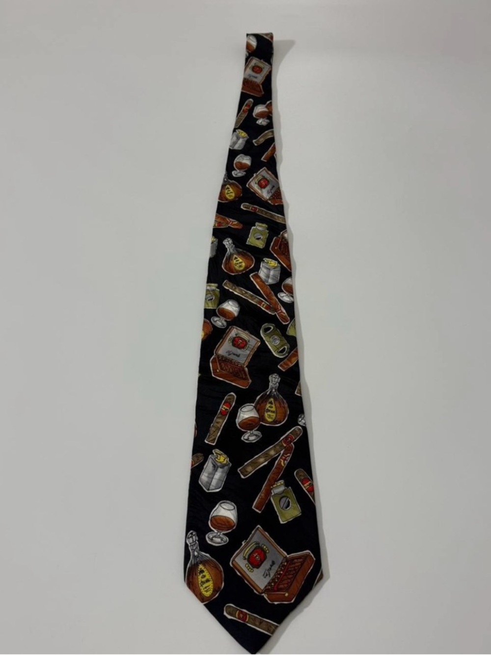 Classic Black Men's Novelty Whiskey & Cigar Tie